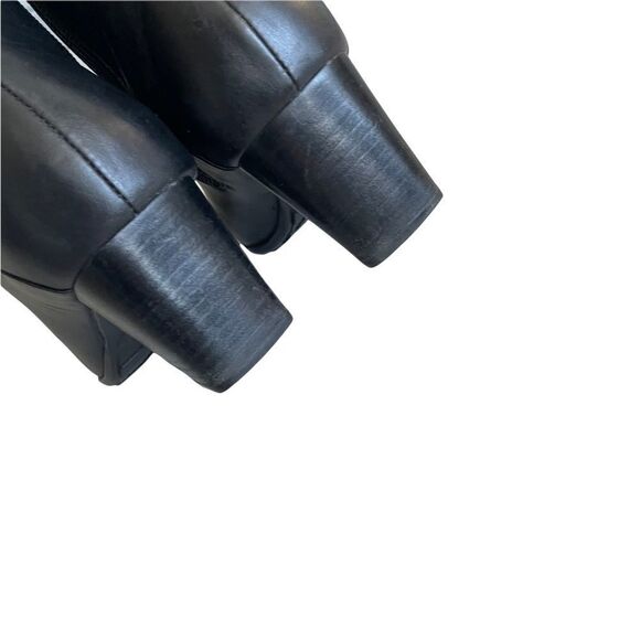 AQUA College Black Leather Insulated Tall Winter Heel Boots Square Toe 8.5 - Picture 11 of 16